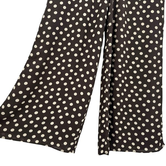 NEW Express Womens XS Pants Wide Leg Super High Rise Polka Dot Brown Lined - Picture 4 of 14